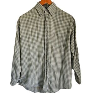 Brooks Brothers Sage Green Flannel Shirt Men's Small Wool Blend Button Up Plaid